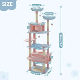 Flower Cat Tree 72" Large Cat Tower with Steel Hammock & Condos, Blue Tektoty